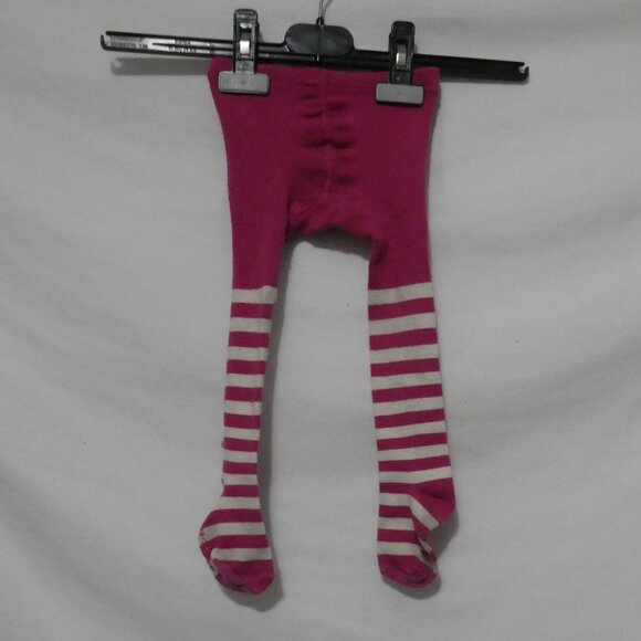 BABY GAP | 12-24 months | Pink and White Striped Tights | Brown Bear Back | GUC - Picture 1 of 15